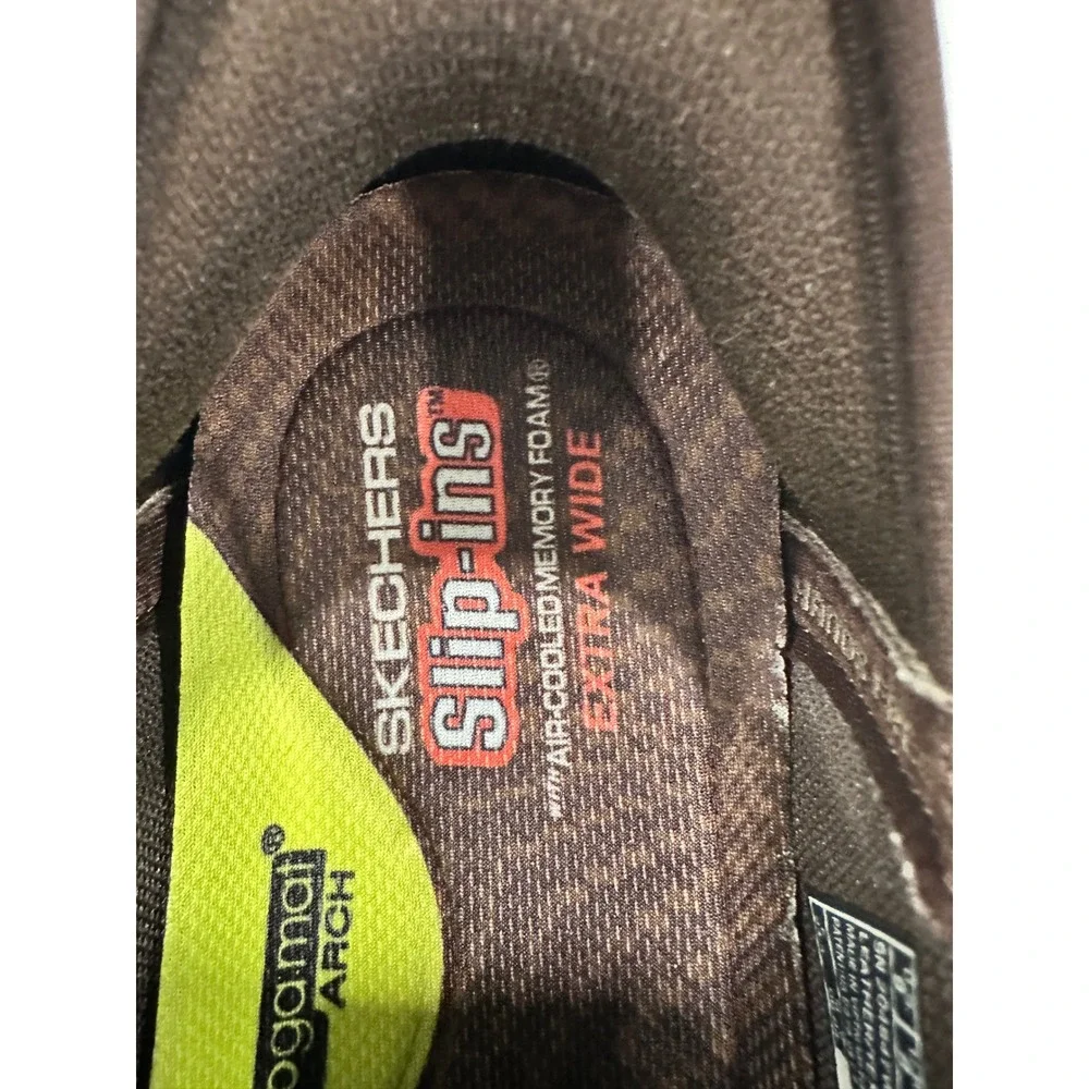 Skechers Slip-ins Steady Grip Mens 9 Extra Wide Brown Leather Goodyear